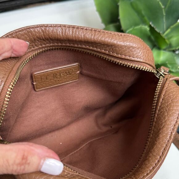 J.Crew Genuine Leather Crossbody Shoulder Purse Saddle Brown Pebbled - Picture 7 of 8